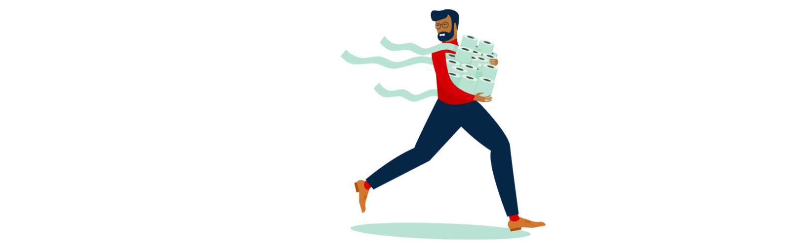 illustration of man running with toilet paper